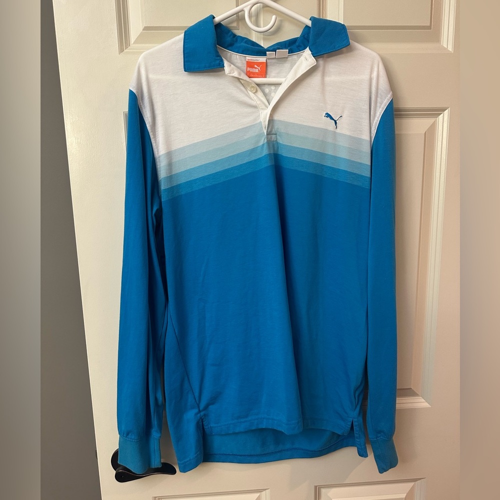 Puma Blue and White Polo Golf Shirt